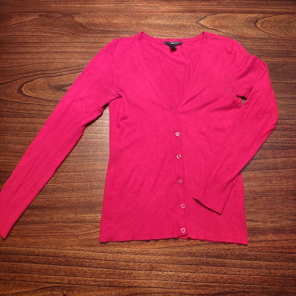 H&M Red Button Down Cardigan